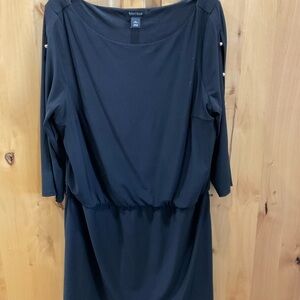 White House Black Market Blue Sheath Dress with Cowl Neck and Dolman Sleeves